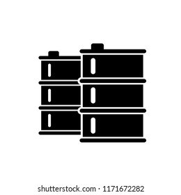 Oil drum container, barrel with sign flat vector icon for apps and websites.