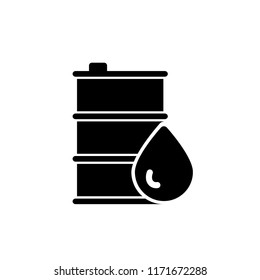 Oil drum container, barrel with sign flat vector icon for apps and websites.