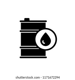 Oil drum container, barrel with sign flat vector icon for apps and websites.