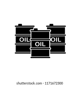 Oil drum container, barrel with sign flat vector icon for apps and websites.