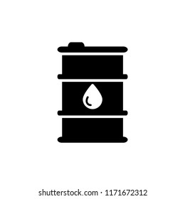 Oil drum container, barrel with sign flat vector icon for apps and websites.