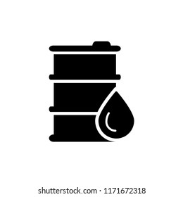 Oil drum container, barrel with sign flat vector icon for apps and websites.