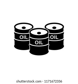 Oil drum container, barrel with sign flat vector icon for apps and websites.