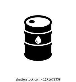 Oil drum container, barrel with sign flat vector icon for apps and websites.