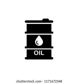 Oil drum container, barrel with sign flat vector icon for apps and websites.