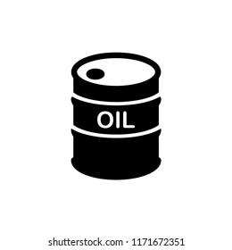 Oil drum container, barrel with sign flat vector icon for apps and websites.