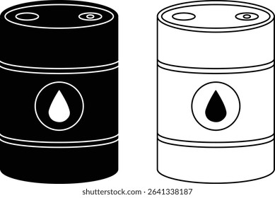 Oil drum container icon set, barrel icon set. black desig, isolated on white background, for apps and websites