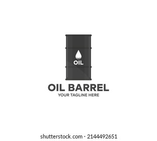 Oil drum container logo design. Black Metal Oil Barrel vector design and illustration.