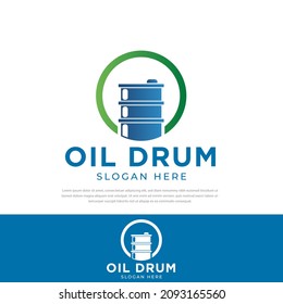 Oil drum design icon logo in green circle, template, oil drum illustration symbol