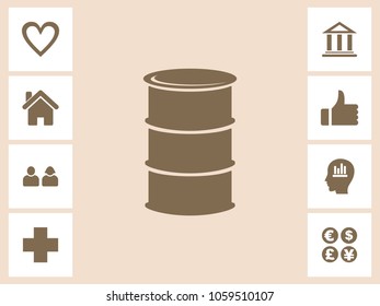 Oil Drum Icon With Bonus Icons. Eps-10.