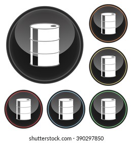 Oil Drum Icon Glossy Button Icon Set with Five Color Highlights