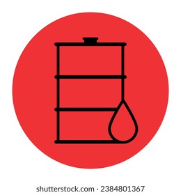 Oil drum icon. Vector on black background
