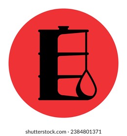 Oil drum icon. Vector on black background