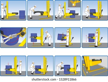 oil drum instruction worker machine