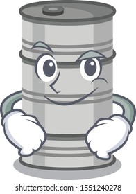 oil drum mascot cartoon style with Smirking face