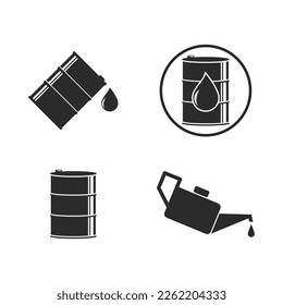 Símbolo del logotipo del tambor petrolífero de jerrycan y diseño plano del vector de iconos