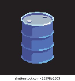 oil drum pixel art, vector illustration on isolated background.