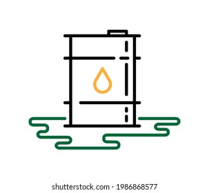 Oil Drum Thin Line Vector Icon.