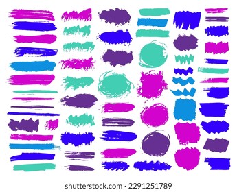 Oil dye brush stroke vector group. Isolated inkblot streak creative elements. Drip paintbrush web banner imprint set. Brushstroke acrylic splashes design.