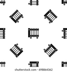 Oil electric heater on wheels pattern repeat seamless in black color for any design. Vector geometric illustration