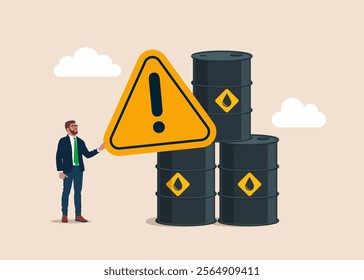 Oil embargo. Worst crude oil. Quality Control and giving incident with exclamation attention sign. Low quality gasoline, be careful. Risk of bankruptcy and losses. Volatility and collapse on oil. 