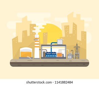 oil energy, diesel oil power plant with diesel engine generate the electricity