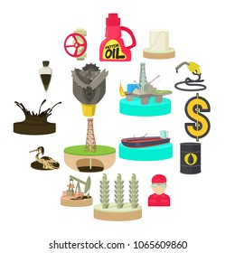 Oil and energy industry icons set. Cartoon illustration of 16 oil and energy industry vector icons for web