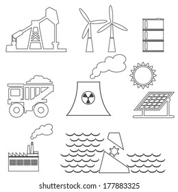 Oil and energy related icon set