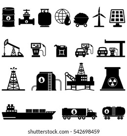 Oil And Energy Resources Icons Set Vector Illustration