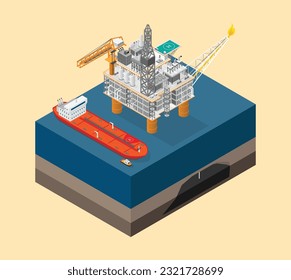 oil energy, oil rig, oil offshore with isometric graphic