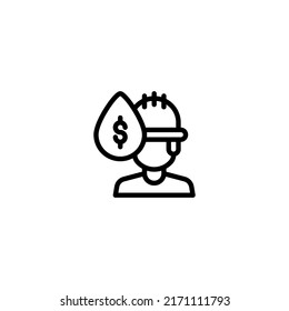 Icono e ilustración del estilo del contorno del combustible de la ingeniería petrolera - vector
