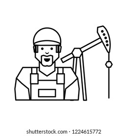 oil excavation drill industry with worker character