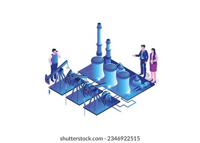 Actividades de extracción de aceite, vector isométrico