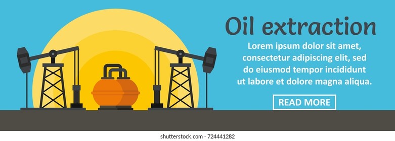 Oil extraction banner horizontal concept. Flat illustration of oil extraction banner horizontal vector concept for web design