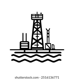 oil extraction icon or modern line symbol. Vector line art and icon design with bold outline. Black and white Pixel Perfect minimalistic symbol isolated white background. Silhouette simple thin sign