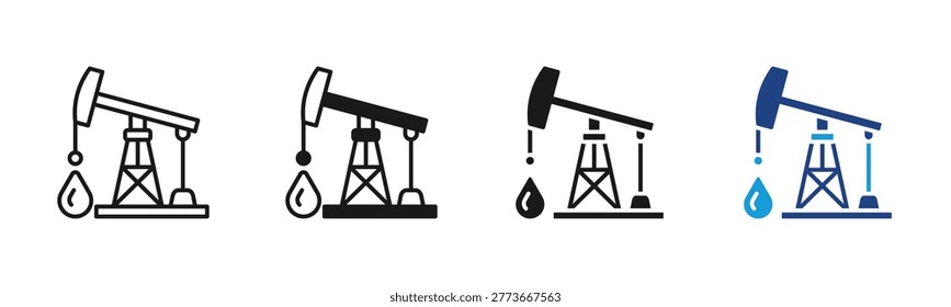 Oil Extraction icon set multiple style collection