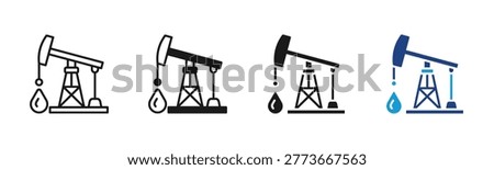 Oil Extraction icon set multiple style collection