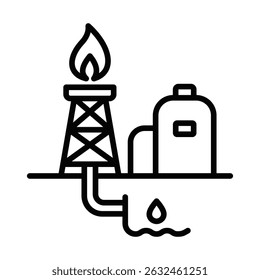 Oil extraction platform vector illustration. Editable stroke.