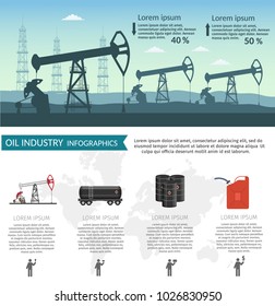 Oil extraction rig background infographic