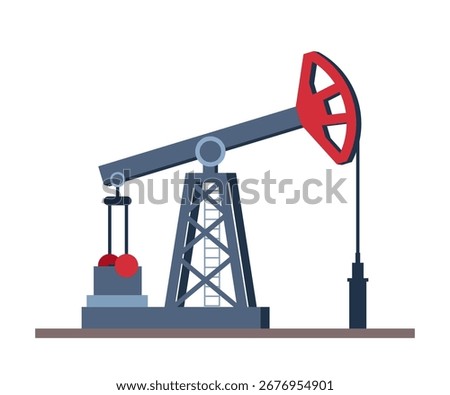 Oil extraction rig. Oil pumpjack icon. Crude derrick oilfield industry.