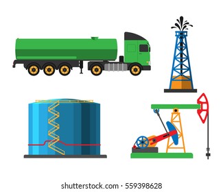 Oil extraction transportation vector illustration