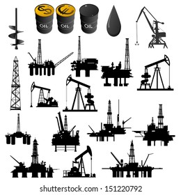 Oil facilities. Black-and-white illustration on a white background.