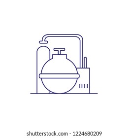 Oil factory equipment line icon. Laboratory, boilers, plant. Factory concept. Vector illustration can be used for topics like petrochemical industry, energy, oil and gas industry