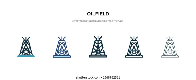 Oil Field Icon In Different Style Vector Illustration. Two Colored And Black Oil Field Vector Icons Designed In Filled, Outline, Line And Stroke Style Can Be Used For Web, Mobile, Ui