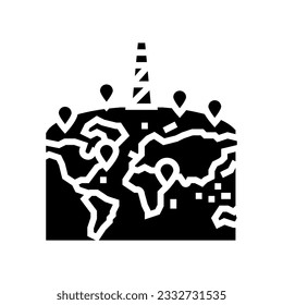 cartografía de campos petrolíferos ingeniero de petróleo vector de icono de glifos. signo de ingeniero de petróleo para cartografía de campos petrolíferos. ilustración de símbolo aislado
