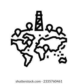 oil field mapping petroleum engineer line icon vector. oil field mapping petroleum engineer sign. isolated contour symbol black illustration