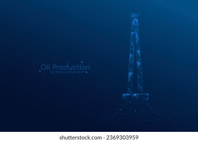 Concepto de yacimientos de petróleo. Derramamientos de petróleo en el yacimiento petrolífero del desierto para combustibles fósiles. Ilustración vectorial EPS10 de marco de cables de popa baja.