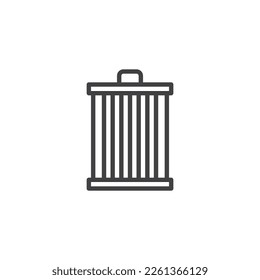 Oil filter line icon. linear style sign for mobile concept and web design. Car engine filter outline vector icon. Symbol, logo illustration. Vector graphics