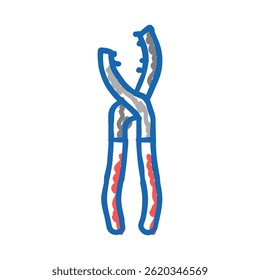 oil filter pliers doodle icon sketch vector. oil filter pliers sign. isolated symbol illustration
