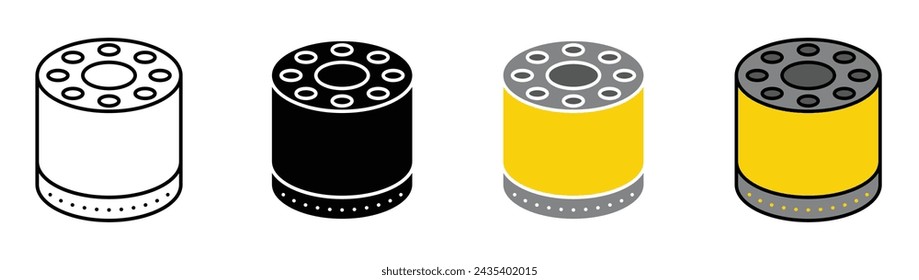 Oil Filter Vector Illustration Set. Auto Oil Filter Clean Flow Technology Sign suitable for apps and websites UI design style.